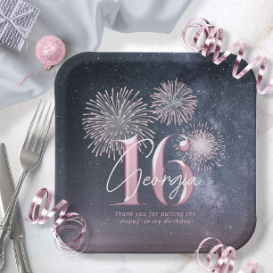 Assiettes En Carton Fireworks Sweet 16 Midnight Blush ID984