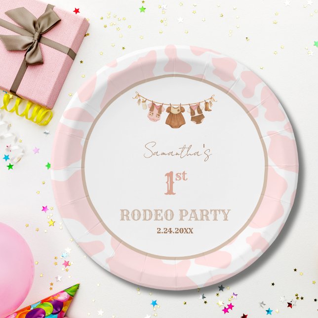 Assiettes En Carton First Rodeo Pink Cowgirl Western Birthday (First Rodeo Pink Birthday Party Paper Plate)