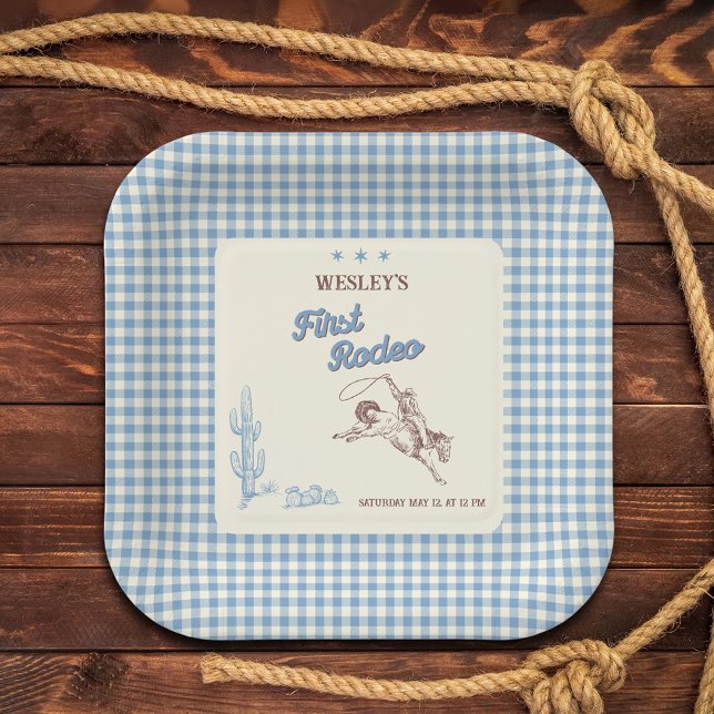 Assiettes En Carton First Rodeo Western Cowboy 1st Birthday  (First Rodeo Western Cowboy 1st Birthday Paper Plates)