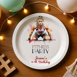 Assiettes En Carton Fitness watercolor sport fille fête d'anniversaire