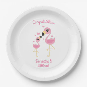 Assiettes En Carton Flamant rose Baby shower mignon Tropical