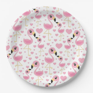 Assiettes En Carton Flamant rose Baby shower mignon Tropical