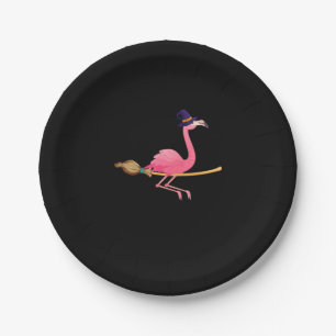 Assiettes En Carton Flamant rose Drôle Flamant rose sorcière Hallowe