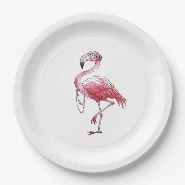 Assiettes En Carton Flamant rose fabuleux (Devant)