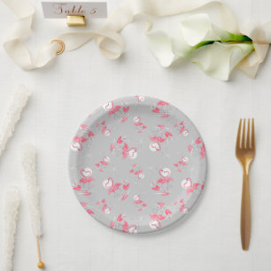 Assiettes En Carton Flamant rose Love Plaques papier multiples