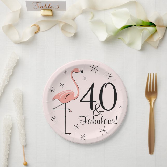 Assiettes En Carton Flamant rose rose 40 et fabuleuse plaque papier (Mariage)