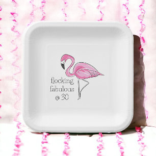 Assiettes En Carton Flamant rose rose flocage fabuleux à trente