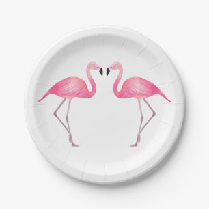 Assiettes En Carton Flamant rose rose Mariage Fête des mariées Tropica
