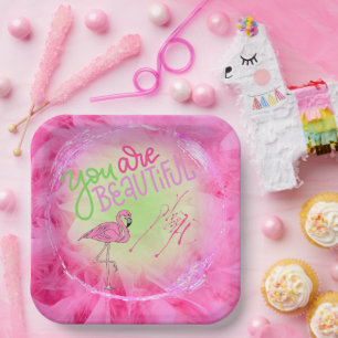 Assiettes En Carton Flamant rose Rose Vous Êtes Beau Inspirationnel