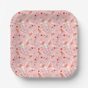Assiettes En Carton Flamant rose Santas rose Plate multi-papier