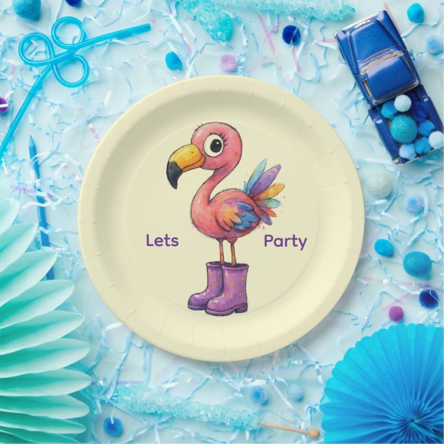 ASSIETTES EN CARTON FLAMANT WHIMSICAL (Fête)