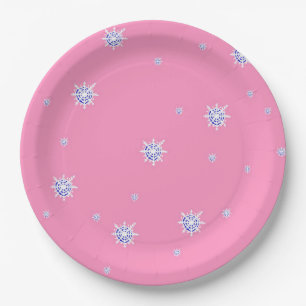 Assiettes En Carton Flambeaux d'hiver roses