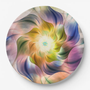 Assiettes En Carton Flame colorée Fleur fractale