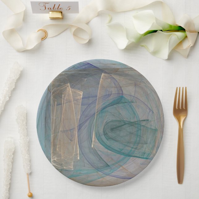 Assiettes En Carton Flamme colorée Fractale (Mariage)