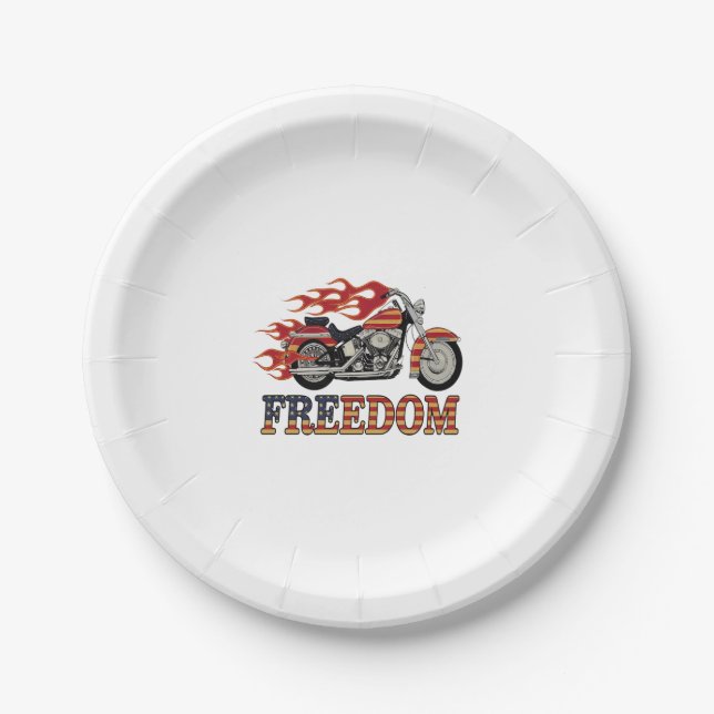 Assiettes En Carton Flammes de moto Liberté (Devant)