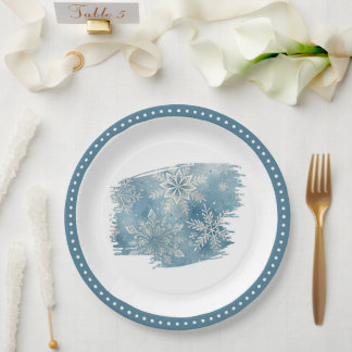 Assiettes En Carton Flammes de neige d'hiver Noël