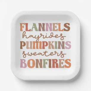 Assiettes En Carton Flannings Bonfires Citrouille