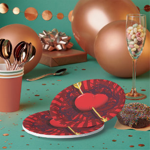 Assiettes En Carton Flèche du coeur rouge