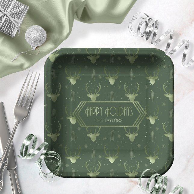 Assiettes En Carton Flèches de cerfs Motif V2 Green ID861 (Créateur téléchargé)
