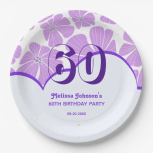 Assiettes En Carton Fleur Abstraite de Chamomille violette rétro