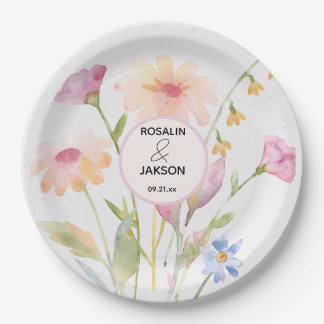 Assiettes En Carton fleur aquarelle modifiable