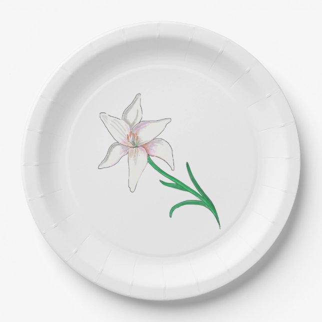 Assiettes En Carton Fleur blanche (Devant)