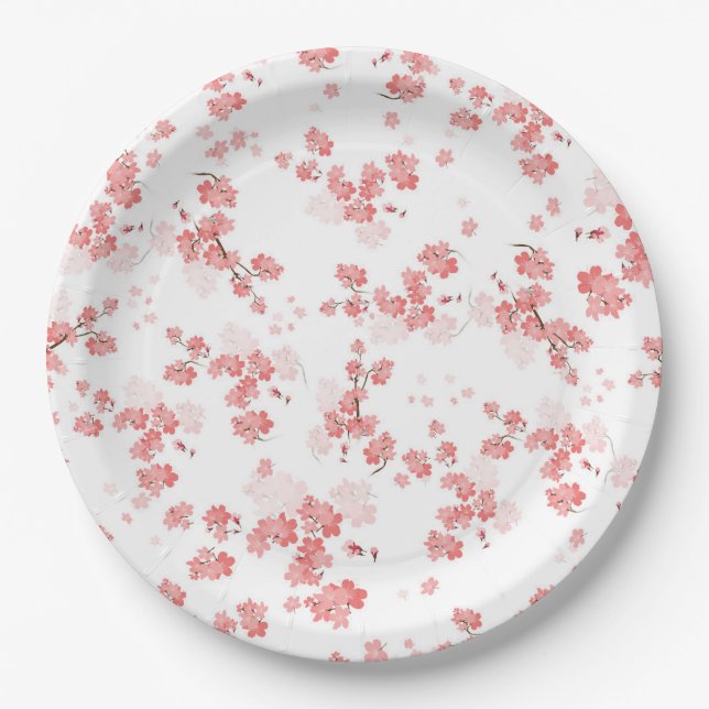 Assiettes En Carton Fleur cerise 2 (Devant)