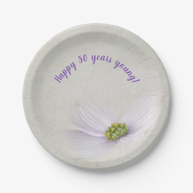 Assiettes En Carton fleur cosmos violet pastel (Devant)