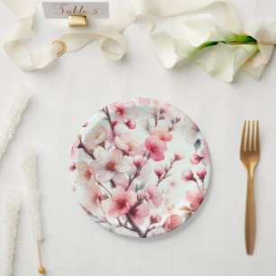 Assiettes En Carton Fleur de Cerisier