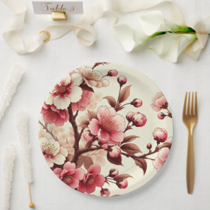 Assiettes En Carton Fleur de Cerisier