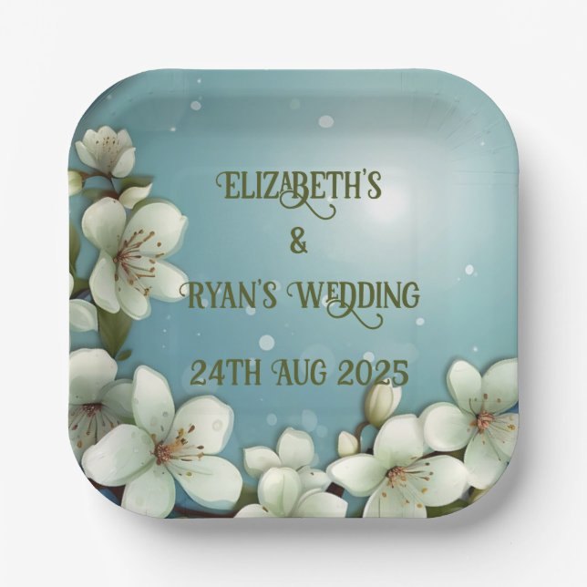 Assiettes En Carton Fleur de cerisier à bulles (Recto)