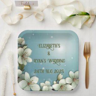 Assiettes En Carton Fleur de cerisier à bulles