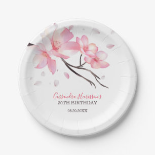 Assiettes En Carton Fleur de cerisier rose pâle Sakura anniversaire