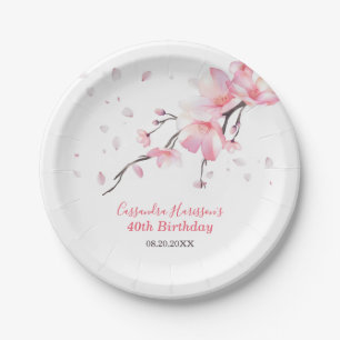 Assiettes En Carton Fleur de cerisier rose pâle Sakura Fleur anniversa