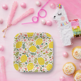 Assiettes En Carton Fleur de citron rose d'été