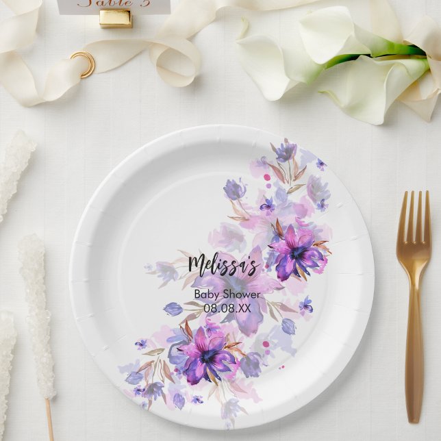 Assiettes En Carton Fleur de lavande violette violette vive (Créateur téléchargé)