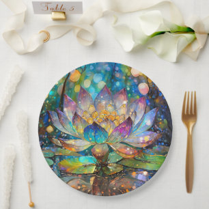 Assiettes En Carton Fleur de lotus en fleurs illuminée