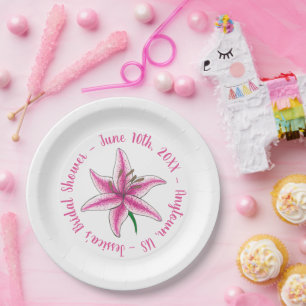 Assiettes En Carton Fleur de lys rose mariage Baby Shower Jardin flora
