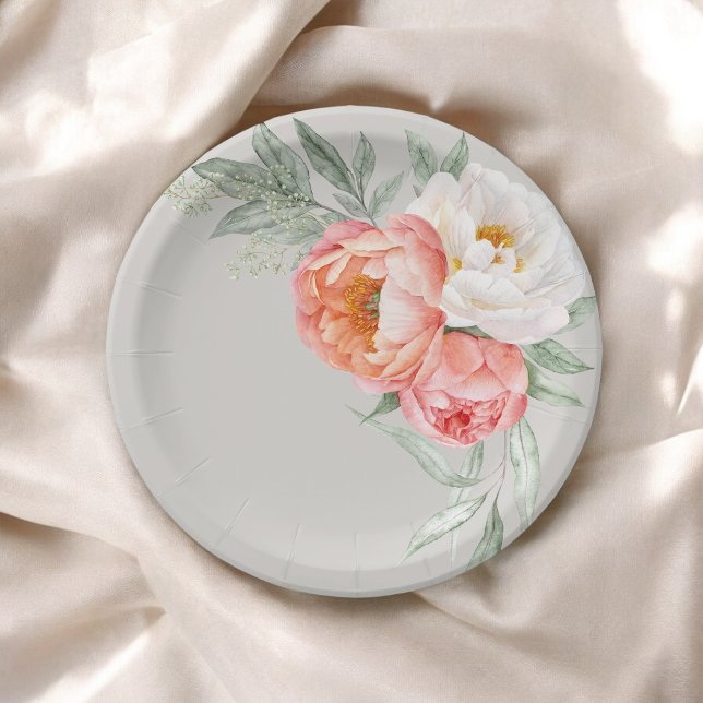 Assiettes En Carton Fleur de Pêcher Élégante et Floral Aquarelle en Iv (Créateur téléchargé)