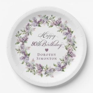 Assiettes En Carton Fleur de printemps violette Lilac 80e anniversaire