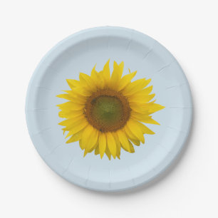 Assiettes En Carton Fleur de soleil jaune Floral Pays Bleu