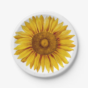 Assiettes En Carton Fleur de tournesol Vintage