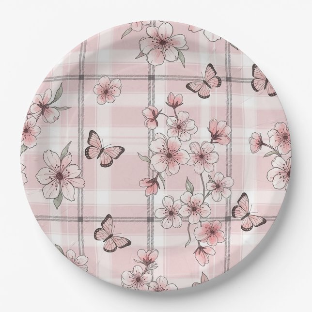 Assiettes En Carton Fleur d'Élégant Papillon (2) (Devant)