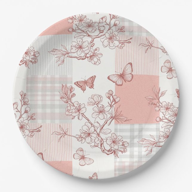 Assiettes En Carton Fleur d'Élégant Papillon (9) (Devant)