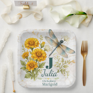 Assiettes En Carton Fleur d'octobre Souci & Libellule