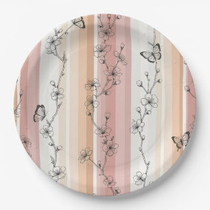 Assiettes En Carton Fleur Élégante de Papillon (11)