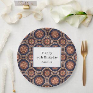 Assiettes En Carton Fleur fantaisie et formes étoiles Motif Anniversai