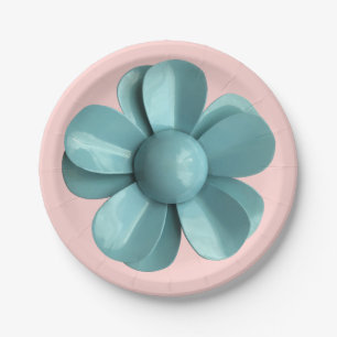 Assiettes En Carton Fleur Floral Printemps Été Mariage Bleu Marguerite