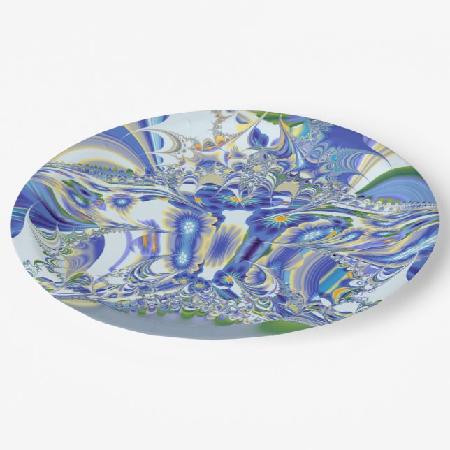 Assiettes En Carton fleur fractale 03 (Angle)