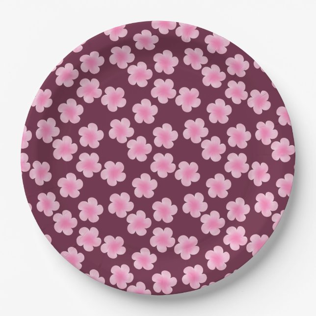 Assiettes En Carton Fleur Frangipani rose Motif sans couture (Devant)